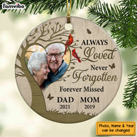 Personalized Cardinal Memorial In Loss Of Mom Dad Ornament Circle Ornament NB11 58O47 thumb 1