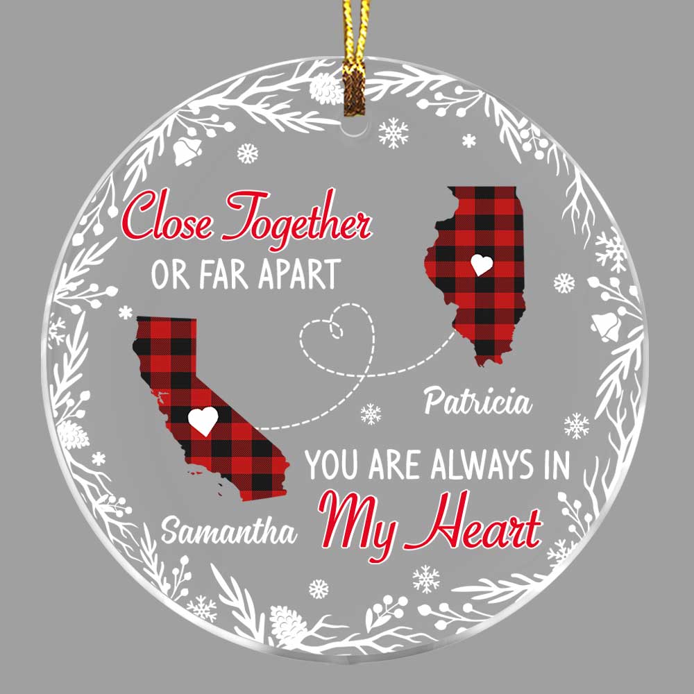 Personalized Close Together Long Distance Christmas LDR Circle Ornament NB12 58O47 Primary Mockup