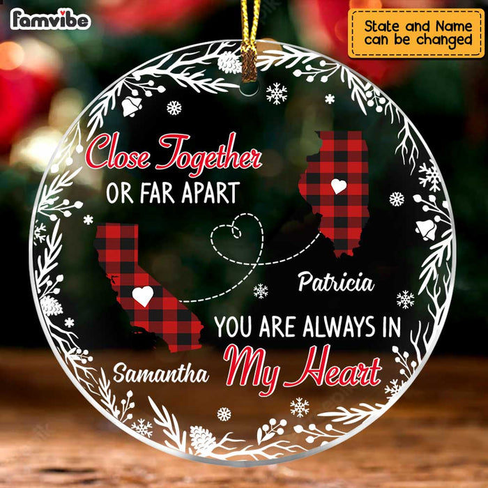 Personalized Close Together Long Distance Christmas LDR Circle Ornament NB12 58O47 1