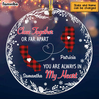 Personalized Close Together Long Distance Christmas LDR Circle Ornament NB12 58O47 thumb 1