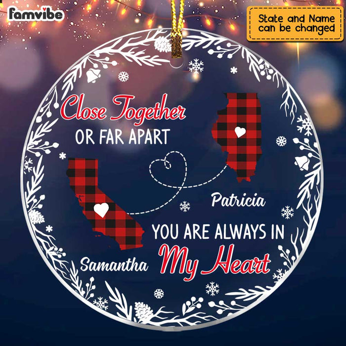 Personalized Close Together Long Distance Christmas LDR Circle Ornament NB12 58O47 1