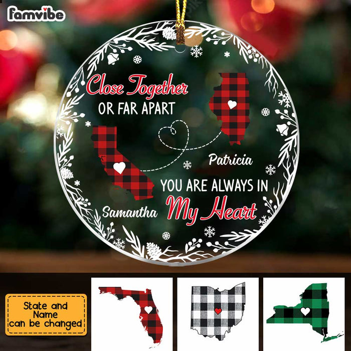 Personalized Close Together Long Distance Christmas LDR Circle Ornament NB12 58O47 1