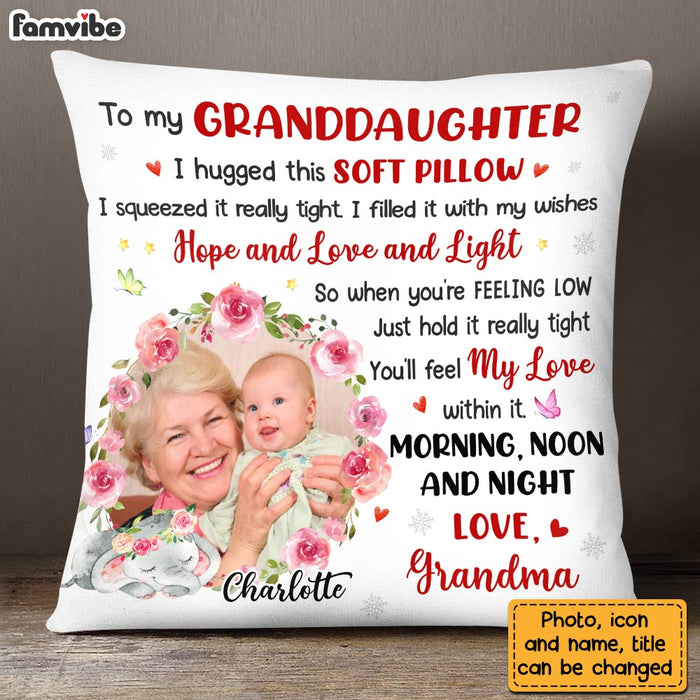 Personalized To My Granddaughter Elephant Photo Pillow NB21 32O28 1