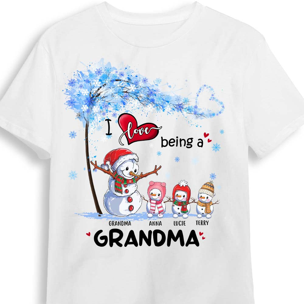 Personalized Christmas I Love Being A Grandma Snowman Shirt NB24 23O69 Primary Mockup