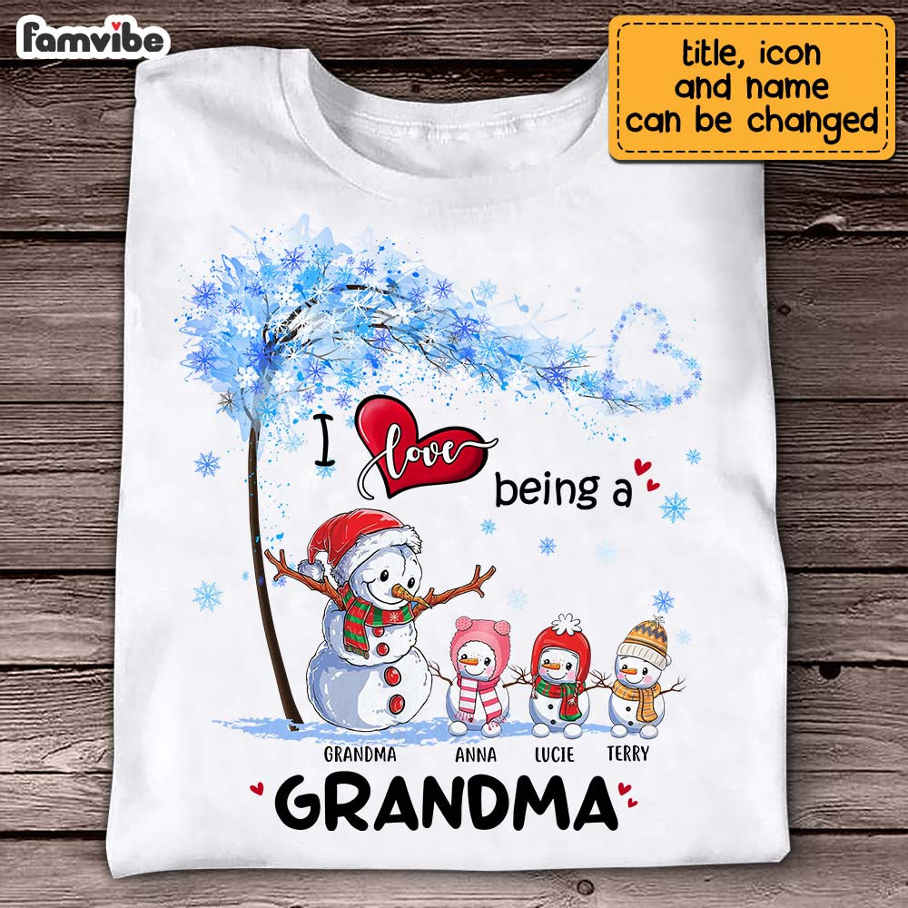 Personalized Christmas I Love Being A Grandma Snowman Shirt NB24 23O69 Primary Mockup