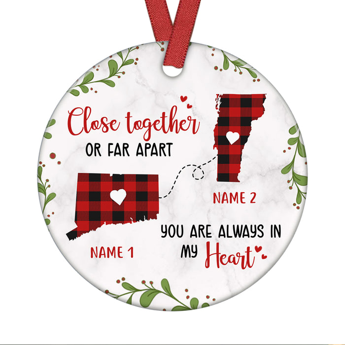 Personalized Long Distance You Are Always In My Heart Circle Ornament NB22 30O69 1