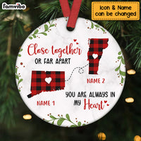 Personalized Long Distance You Are Always In My Heart Circle Ornament NB22 30O69 thumb 1