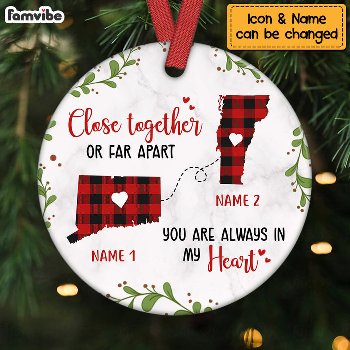 Personalized Long Distance You Are Always In My Heart Circle Ornament NB22 30O69 1