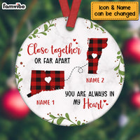 Personalized Long Distance You Are Always In My Heart Circle Ornament NB22 30O69 thumb 1