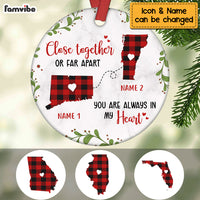 Personalized Long Distance You Are Always In My Heart Circle Ornament NB22 30O69 thumb 1