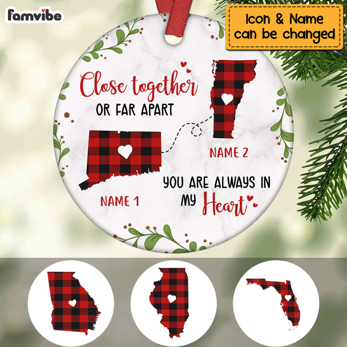Personalized Long Distance You Are Always In My Heart Circle Ornament NB22 30O69 1