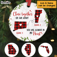 Personalized Long Distance You Are Always In My Heart Circle Ornament NB22 30O69 thumb 1