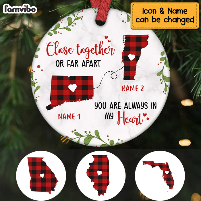 Personalized Long Distance You Are Always In My Heart Circle Ornament NB22 30O69 1