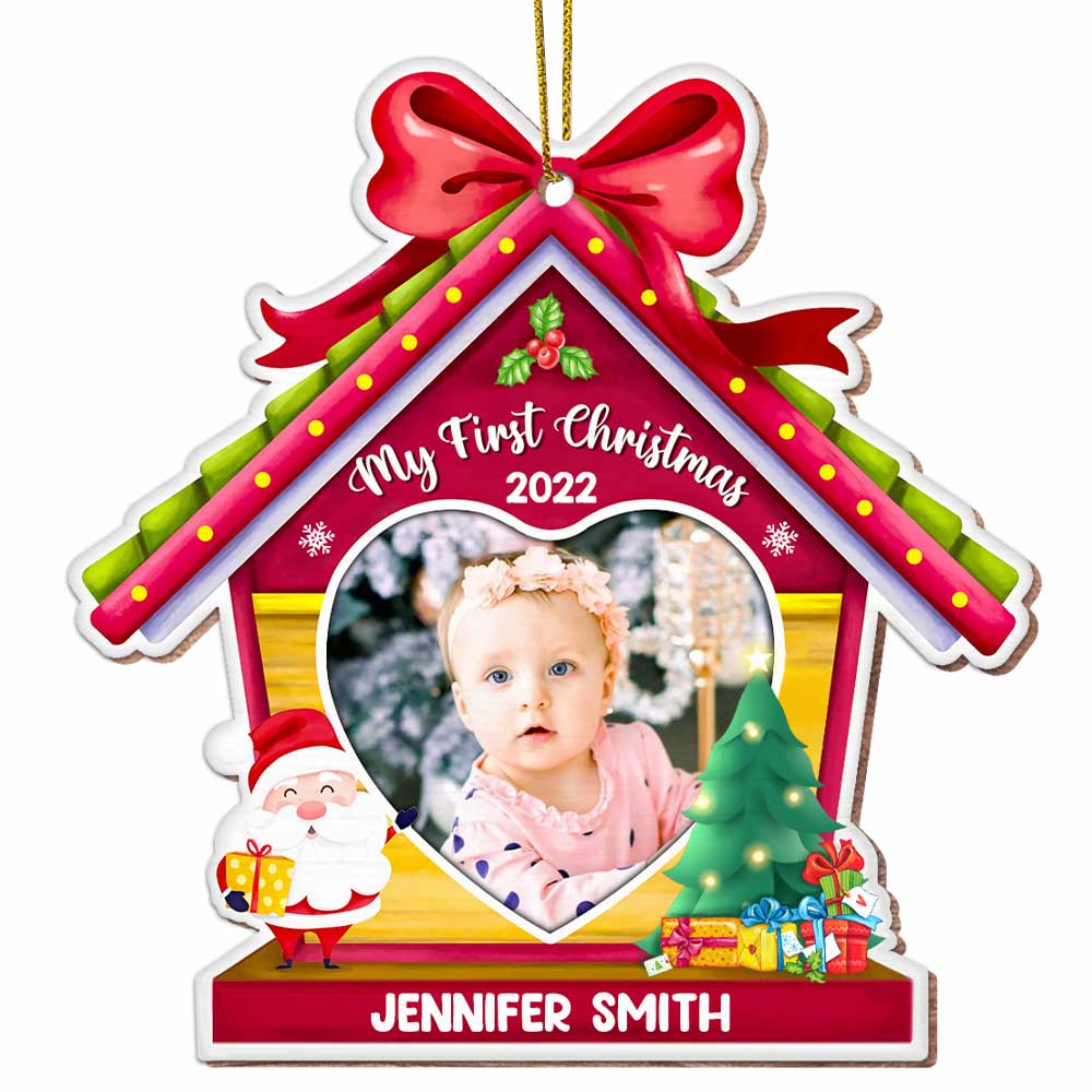 Personalized Photo Frame Baby's First Christmas Ornament NB22 58O47 Primary Mockup