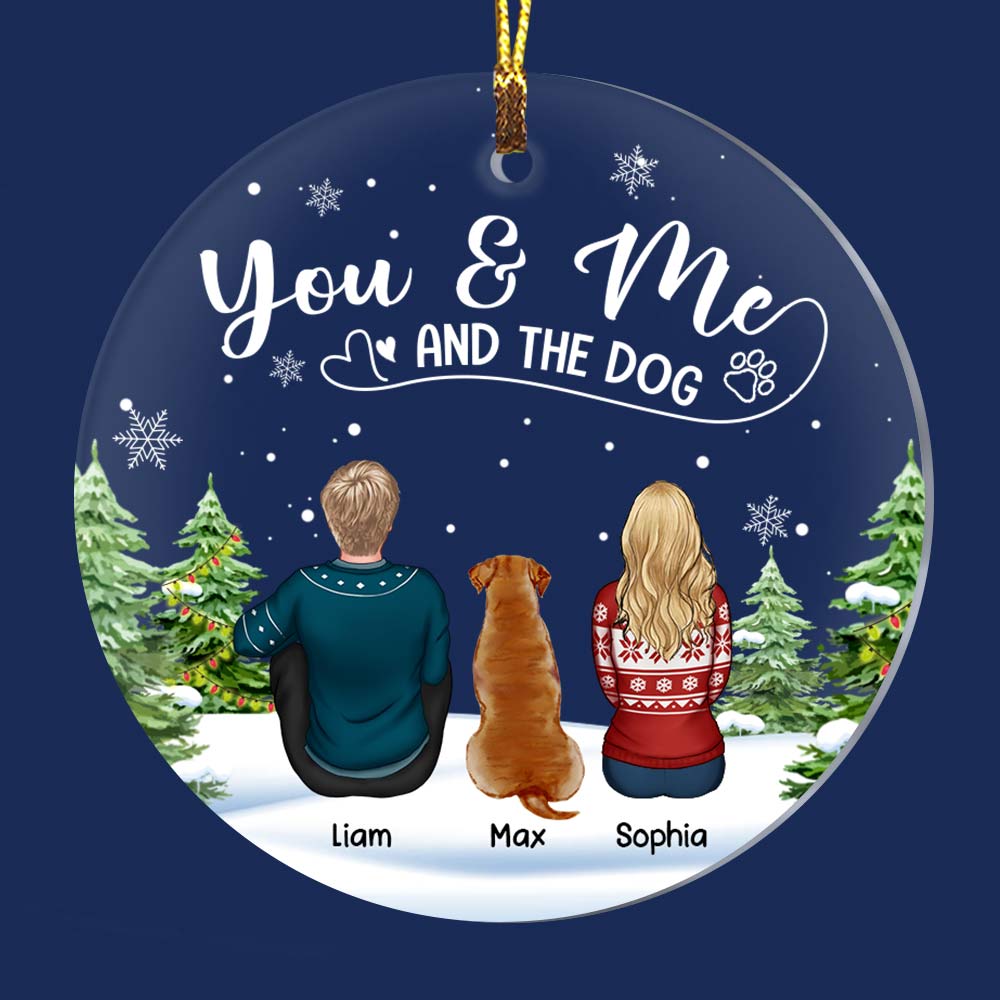 Personalized You And Me And The Dog Christmas Circle Ornament NB21 23O28 Primary Mockup