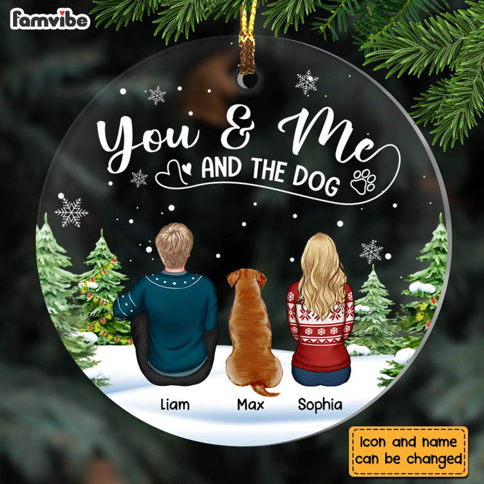 Personalized You And Me And The Dog Christmas Circle Ornament NB21 23O28 1
