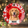 Personalized Chrismas Candy Cane Dog Photo Circle Ornament NB81 23O58 1