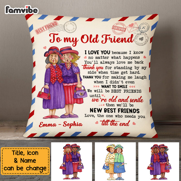 Personalized Old Friends Thank You Vintage Letter Pillow NB32 58O69 1