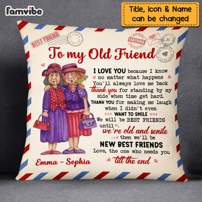 Personalized Old Friends Thank You Vintage Letter Pillow NB32 58O69 1