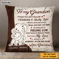 Personalized Grandson Elephant Hug This Pillow NB72 23O47 thumb 1