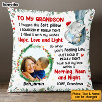 Personalized To My Grandson Elephant Hug This Christmas Photo Pillow NB73 23O53 thumb 1