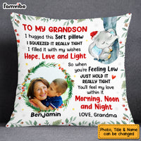 Personalized To My Grandson Elephant Hug This Christmas Photo Pillow NB73 23O53 thumb 1