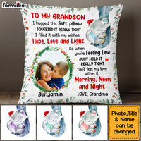 Personalized To My Grandson Elephant Hug This Christmas Photo Pillow NB73 23O53 thumb 1