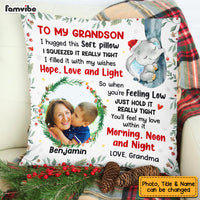 Personalized To My Grandson Elephant Hug This Christmas Photo Pillow NB73 23O53 thumb 1