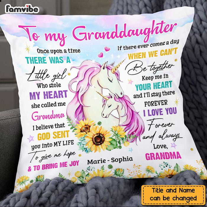 Personalized To My Granddaughter Unicorn Sunflower Pillow NB31 32O47 1
