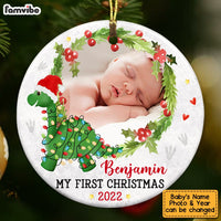 Personalized Dinosaur My First Christmas Baby Boy Girl Circle Ornament NB41 58O53 thumb 1