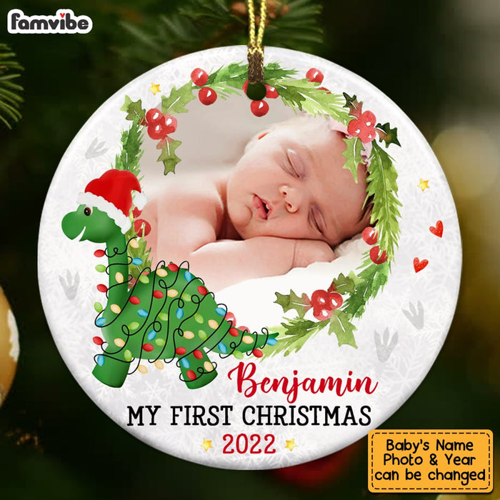 Personalized Dinosaur My First Christmas Baby Boy Girl Circle Ornament NB41 58O53 1