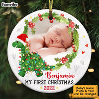 Personalized Dinosaur My First Christmas Baby Boy Girl Circle Ornament NB41 58O53 thumb 1