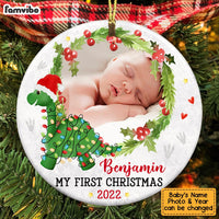 Personalized Dinosaur My First Christmas Baby Boy Girl Circle Ornament NB41 58O53 thumb 1