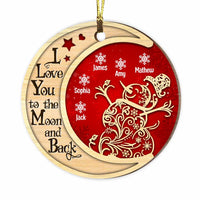 Personalized Grandma Snowman On The Moon Buffalo Plaid Circle Ornament NB72 58O47 thumb 1