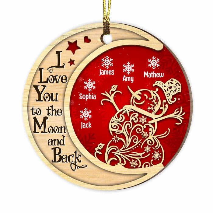 Personalized Grandma Snowman On The Moon Buffalo Plaid Circle Ornament NB72 58O47 1