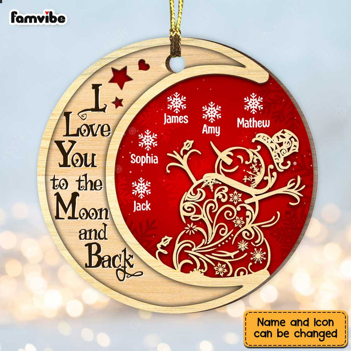 Personalized Grandma Snowman On The Moon Buffalo Plaid Circle Ornament NB72 58O47 1