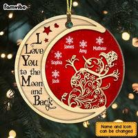 Personalized Grandma Snowman On The Moon Buffalo Plaid Circle Ornament NB72 58O47 thumb 1