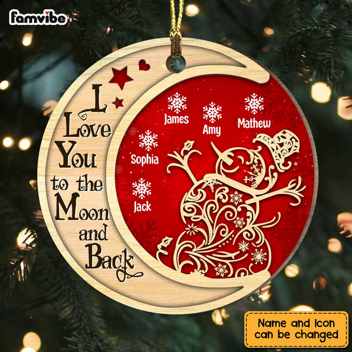 Personalized Grandma Snowman On The Moon Buffalo Plaid Circle Ornament NB72 58O47 1