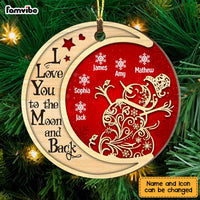 Personalized Grandma Snowman On The Moon Buffalo Plaid Circle Ornament NB72 58O47 thumb 1