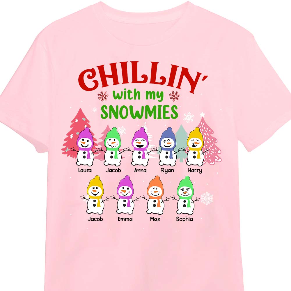 Personalized Grandkids Chillin With My Snowmies Grandma Snowman Christmas Shirt NB43 58O28 Primary Mockup