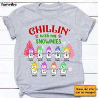 Personalized Grandkids Chillin With My Snowmies Grandma Snowman Christmas Shirt - Hoodie - Sweatshirt NB43 58O28 thumb 1