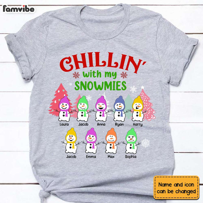 Personalized Grandkids Chillin With My Snowmies Grandma Snowman Christmas Shirt - Hoodie - Sweatshirt NB43 58O28 1