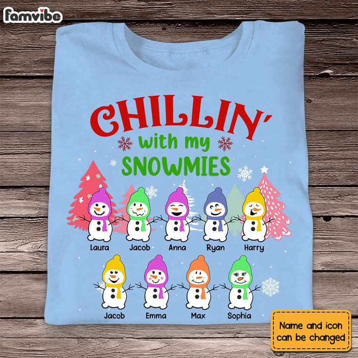 Personalized Grandkids Chillin With My Snowmies Grandma Snowman Christmas Shirt - Hoodie - Sweatshirt NB43 58O28 1