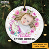 Personalized Unicorn My First Christmas Baby Girl Circle Ornament NB51 58O47 1