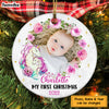Personalized Unicorn My First Christmas Baby Girl Circle Ornament NB51 58O47 1