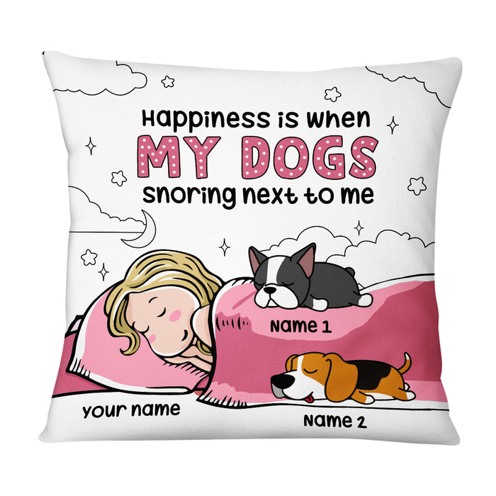 Personalized Happiness With My Dog Drawing Pillow NB94 23O69 1
