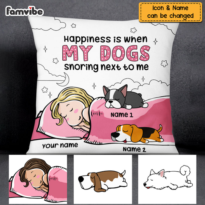 Personalized Happiness With My Dog Drawing Pillow NB94 23O69 1
