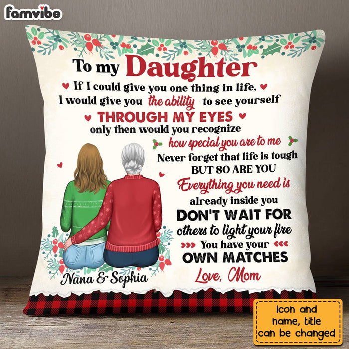 Personalized Snowman Granddaughter Christmas Pillow NB102 85O57 - Famvibe