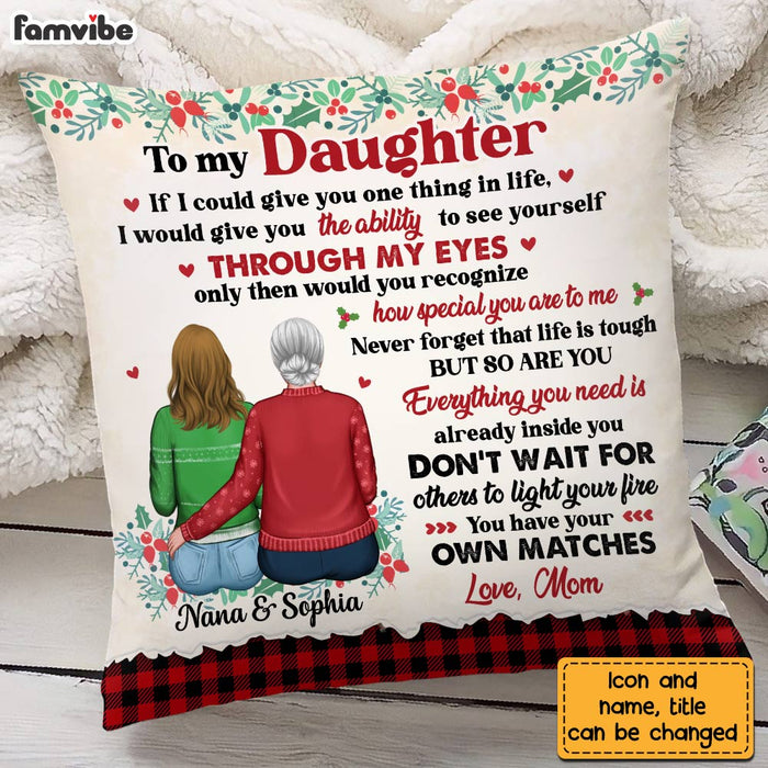 Personalized Snowman Granddaughter Christmas Pillow NB102 85O57 - Famvibe