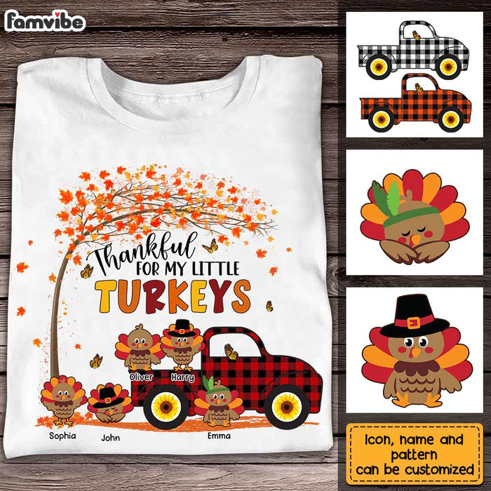 Personalized Grandma Thankful For My Little TurKeys Fall Truck Shirt - Hoodie - Sweatshirt NB52 32O28 1